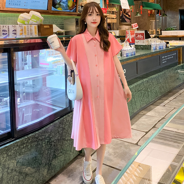 Rochie cămașă de maternitate largi, cu închidere cu nasturi