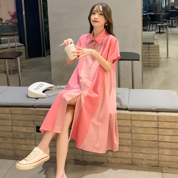 Rochie cămașă de maternitate largi, cu închidere cu nasturi