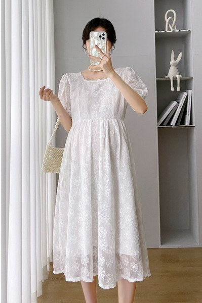 Čipkana ljetna trudnička haljina