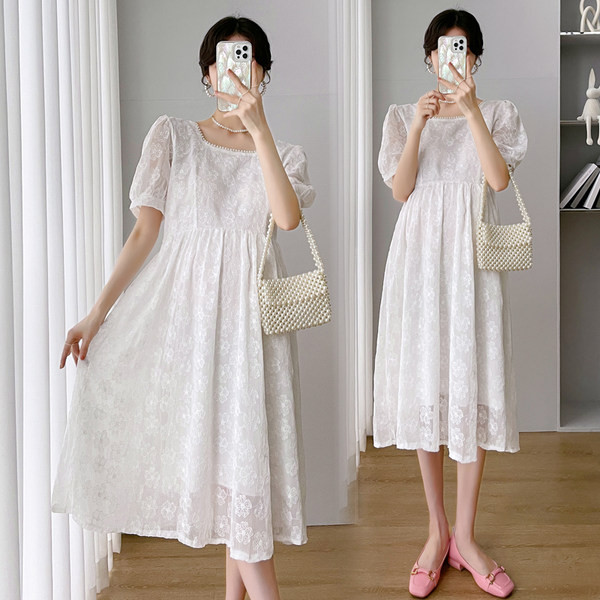 Čipkana ljetna trudnička haljina