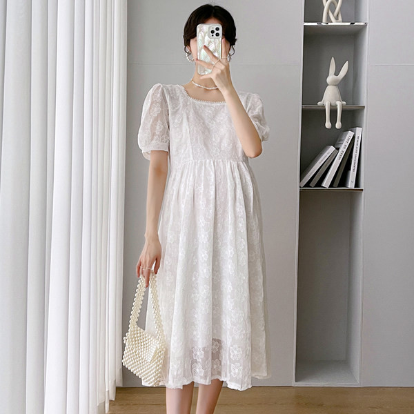 Čipkana ljetna trudnička haljina