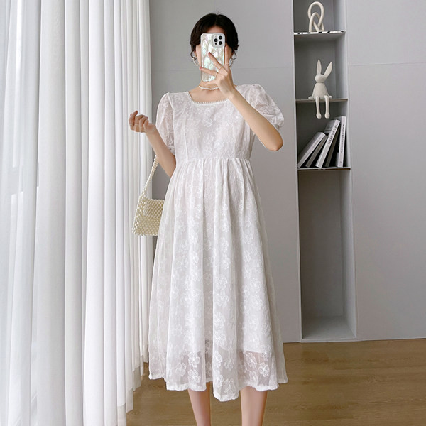 Čipkana ljetna trudnička haljina