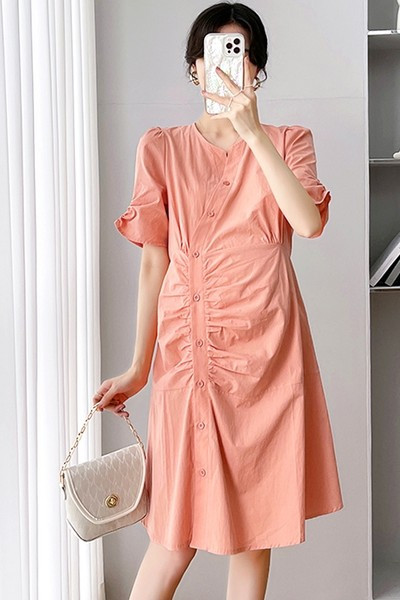 Γυναικείο καλοκαιρινό φόρεμα με ασύμμετρο κούμπωμα για εγκύους