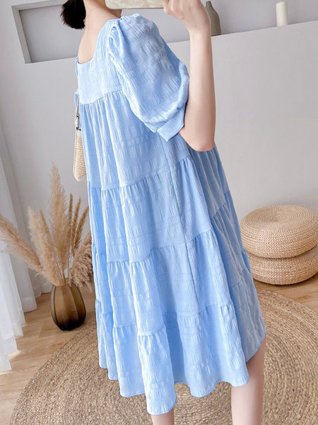 Široka ženska haljina s ovalnim izrezom za trudnice