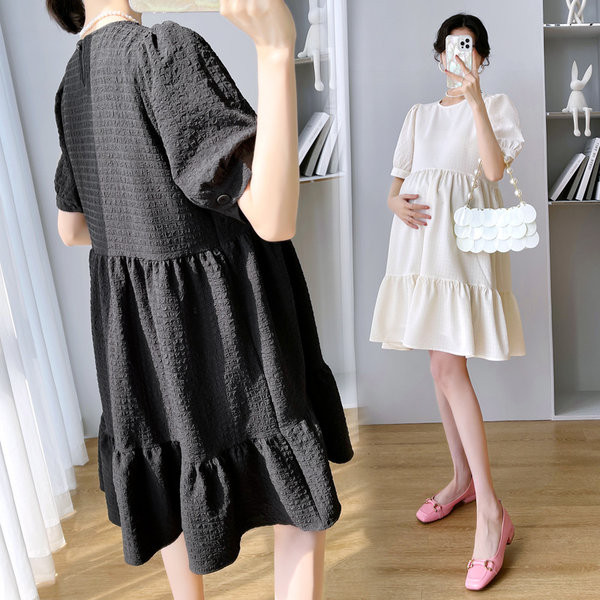 Ženska izrezana haljina kratkih rukava primjerena za trudnice