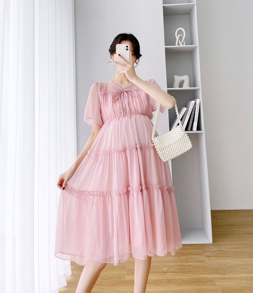 Ženska izrezana trudnička haljina kratkih rukava