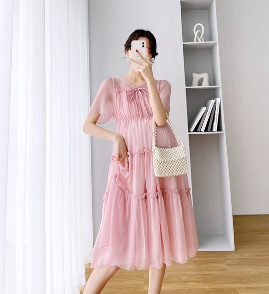 Ženska izrezana trudnička haljina kratkih rukava