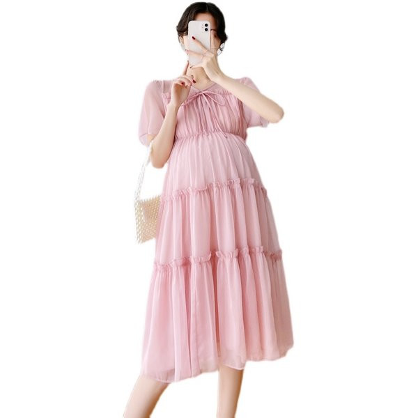 Ženska izrezana trudnička haljina kratkih rukava