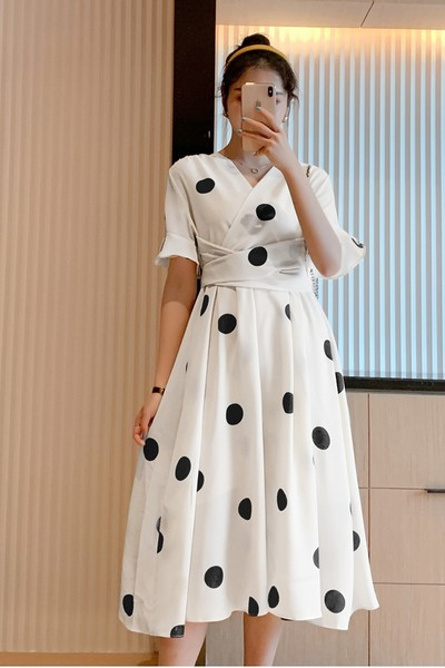 Haljina od šifona na vezanje struka za trudnice