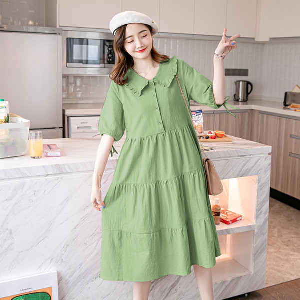 Ljetna trudnička haljina s kratkim rukavima i gumbima