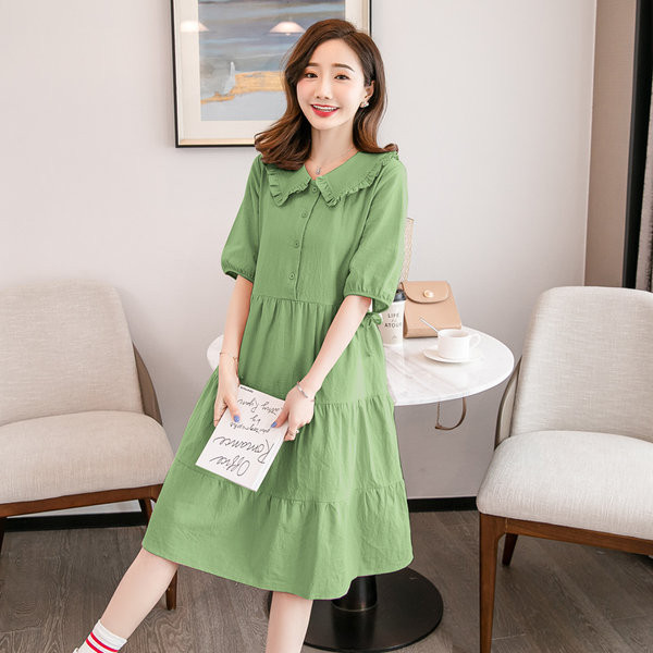 Ljetna trudnička haljina s kratkim rukavima i gumbima