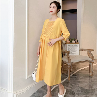 Φόρεμα εγκυμοσύνης 3/4 με τετράγωνο λαιμόκοψη