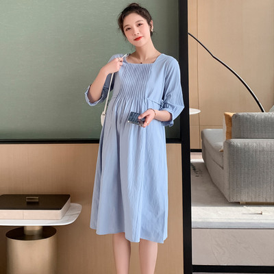 Φόρεμα εγκυμοσύνης 3/4 με τετράγωνο λαιμόκοψη