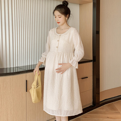 Μοντέρνο Γυναικείο Φόρεμα εγκυμοσύνης με Lotus μανίκια