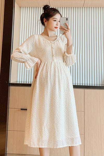 Μοντέρνο Γυναικείο Φόρεμα εγκυμοσύνης με Lotus μανίκια