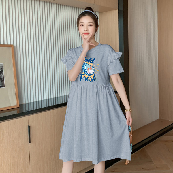 Φαρδύν μοτίβο φόρεμα εγκυμοσύνης με στάμπα