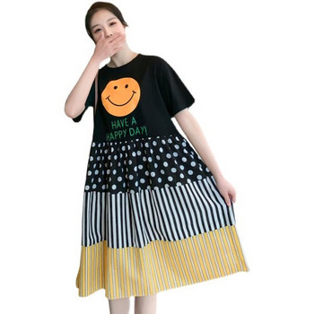 Ležerna trudnička haljina s printom i aplikacijom