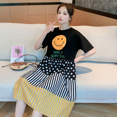 Ležerna trudnička haljina s printom i aplikacijom