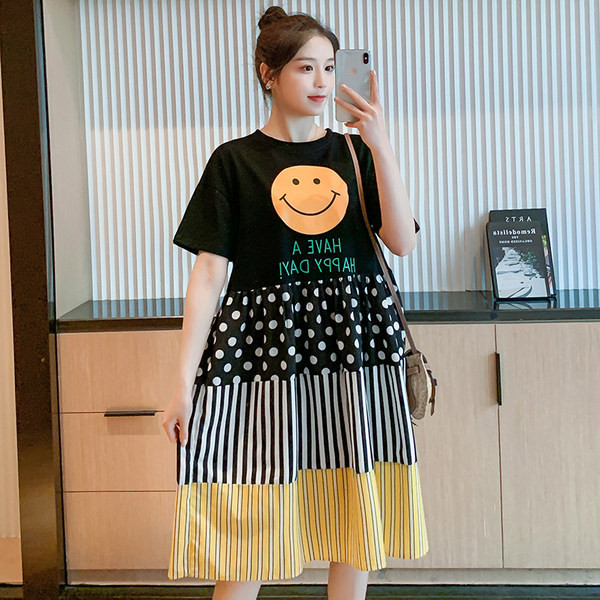 Ležerna trudnička haljina s printom i aplikacijom