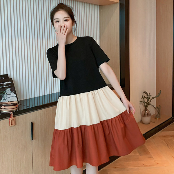 Ležerna haljina za trudnice krojenog uzorka