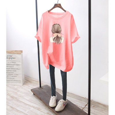 Φαρδύ βαμβακερό μπλουζάκι εγκυμοσύνης με πολύχρωμη στάμπα