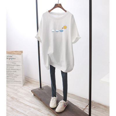 Φαρδύ βαμβακερό μπλουζάκι εγκυμοσύνης με πολύχρωμη στάμπα