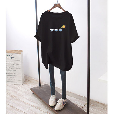 Φαρδύ βαμβακερό μπλουζάκι εγκυμοσύνης με πολύχρωμη στάμπα