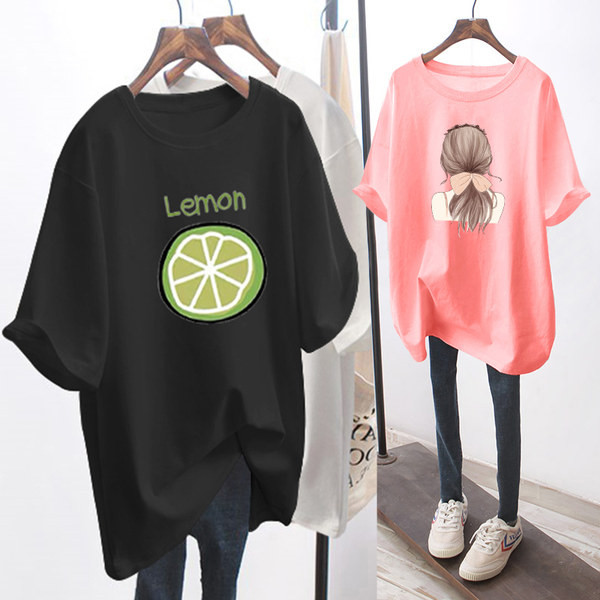 Φαρδύ βαμβακερό μπλουζάκι εγκυμοσύνης με πολύχρωμη στάμπα