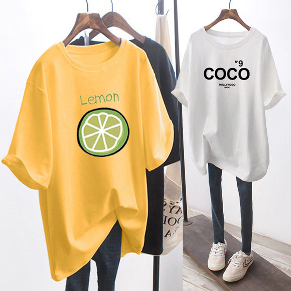 Φαρδύ βαμβακερό μπλουζάκι εγκυμοσύνης με πολύχρωμη στάμπα