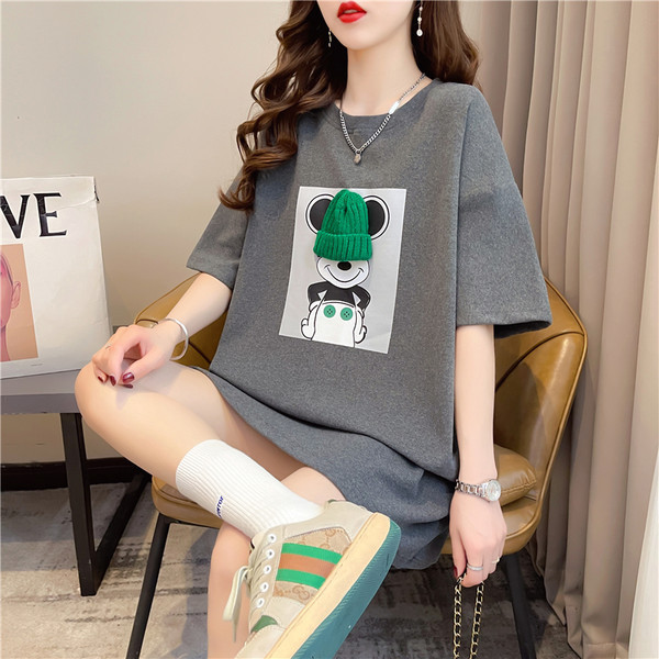 Широка дамска тениска с щампа за бременни