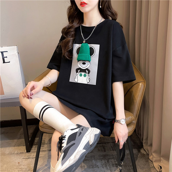 Широка дамска тениска с щампа за бременни