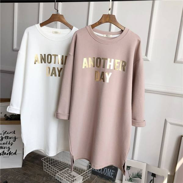 Proljetno-jesenska pamučna trudnička haljina dugih rukava