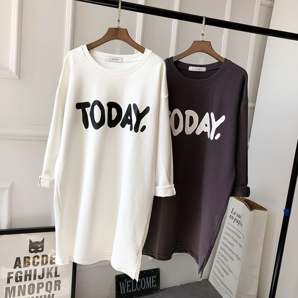 Proljetno-jesenska pamučna trudnička haljina dugih rukava