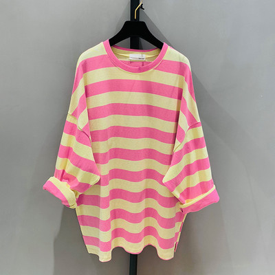 Ženska prugasta bluza s ovalnim izrezom za trudnice