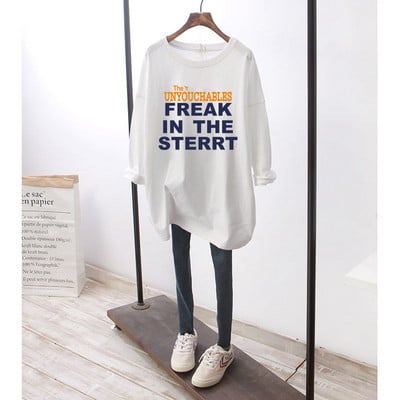 Μακρυμάνικη φαρδιά βαμβακερή μπλούζα κατάλληλη για έγκυες γυναίκες