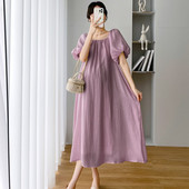 Μακρύ φόρεμα με κοντό μανίκι για έγκυες δύο μοντέλα