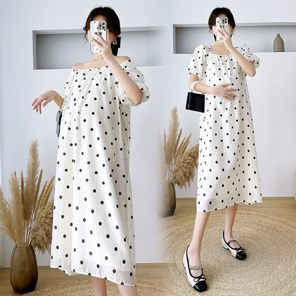 Ženska ležerna haljina za trudnice na točkice