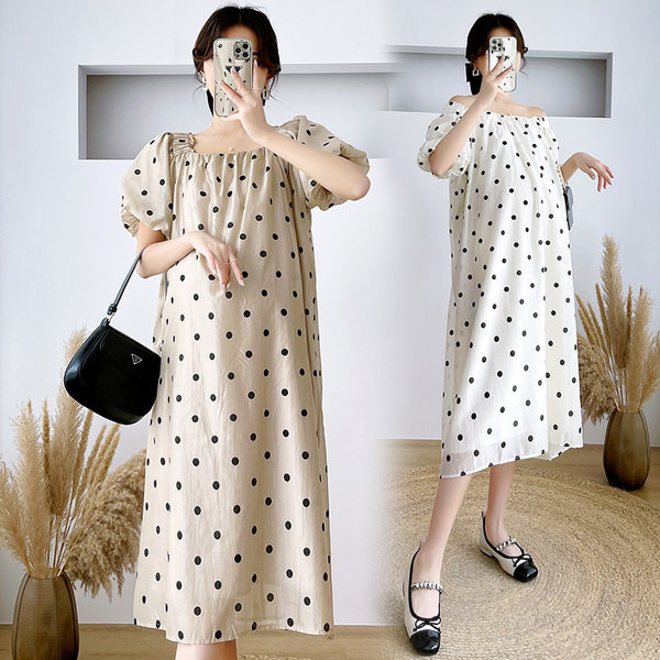 Ženska ležerna haljina za trudnice na točkice