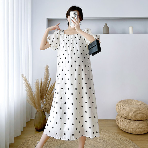Ženska ležerna haljina za trudnice na točkice