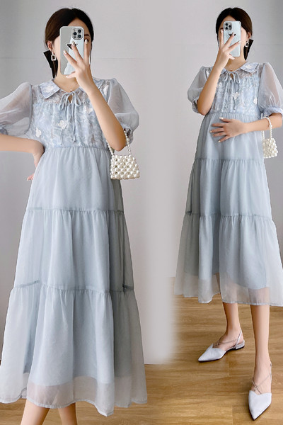 модерна дамска рокля с тюлени ръкави -за бременни