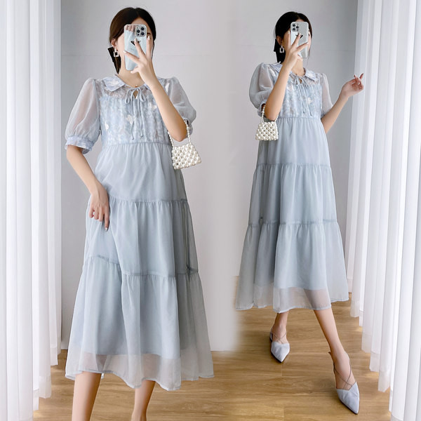 модерна дамска рокля с тюлени ръкави -за бременни