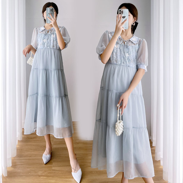 модерна дамска рокля с тюлени ръкави -за бременни