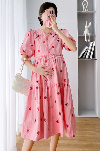 Ljetna haljina s V izrezom i gumbima