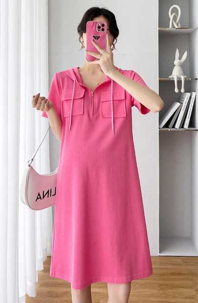 Casual γυναικείο φόρεμα με τσέπες - για εγκύους