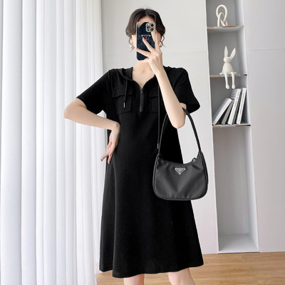 Casual γυναικείο φόρεμα με τσέπες - για εγκύους