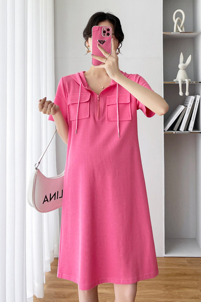 Casual γυναικείο φόρεμα με τσέπες - για εγκύους