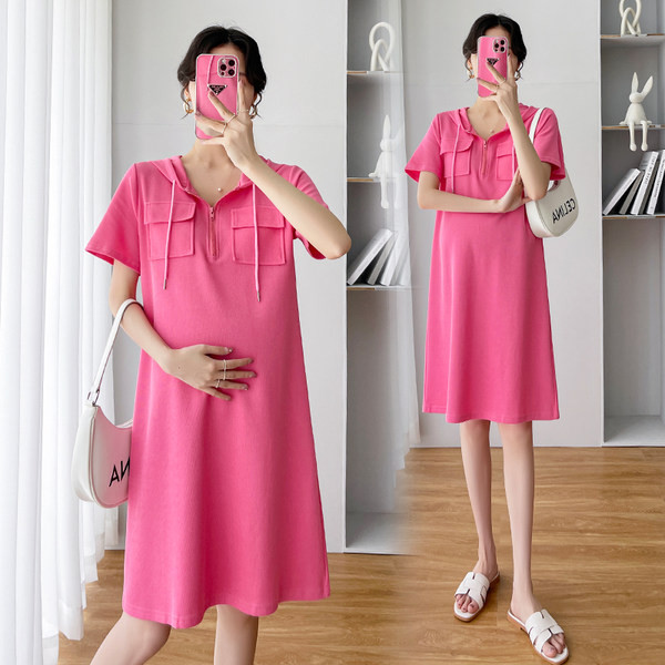 Casual γυναικείο φόρεμα με τσέπες - για εγκύους