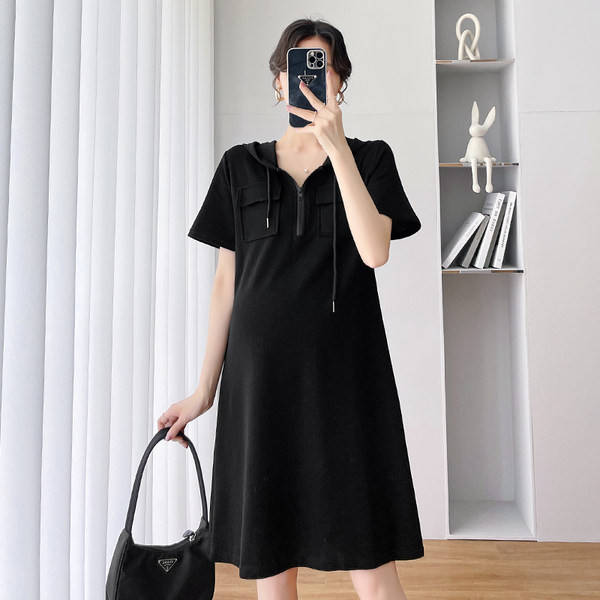 Casual γυναικείο φόρεμα με τσέπες - για εγκύους