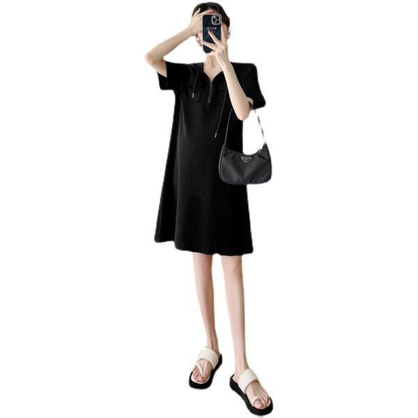 Casual γυναικείο φόρεμα με τσέπες - για εγκύους