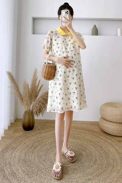 Rochie de vară cu imprimeu floral decupat de maternitate